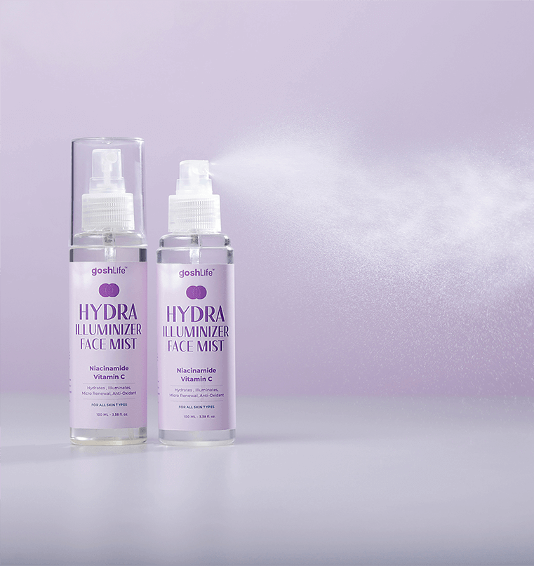 Hydra Face mist spray lavender color background